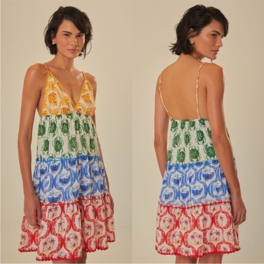 FARM RIO Summer Tropical Mix Mini Dress Size Small